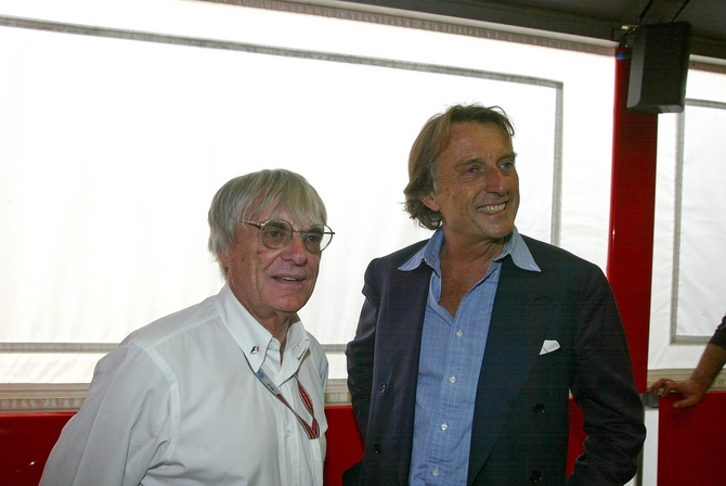 Ecclestone e o presidente da Ferrari Luca di Montezemolo