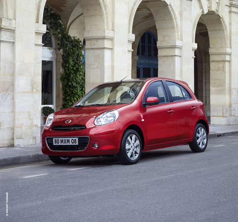 The Micra Elle is available in either blue or red