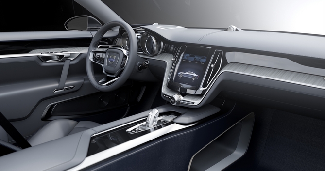 The interior mixes leather and stainless steel