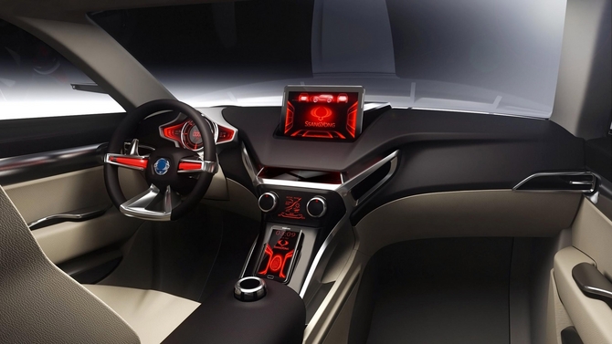 The interior imagines a more technological future for the brand