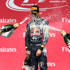 The usual champagne bath in Ricciardo's victory