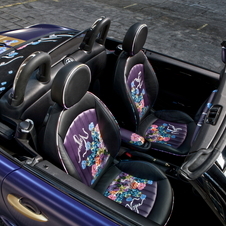 The leather seats also have a floral pattern. 