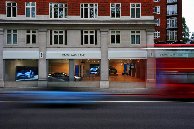 The BMW i Park Lane is located next to BMW and Mini's showrooms in London