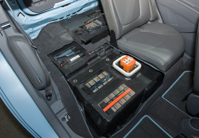 The batteries are stored under the rear seats