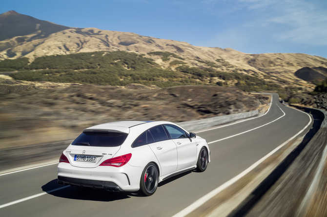 The CLA45 AMG Shooting Brake can reach 100km/h in 4.7 seconds and has a top speed limited to 250km/h