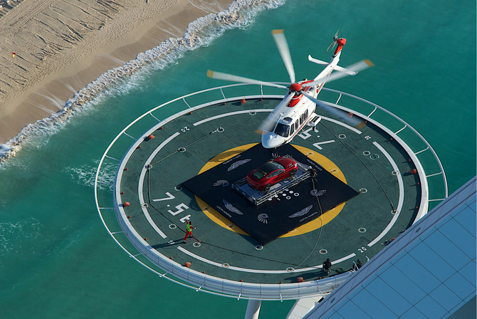 The helipad is 1,000 feet off the ground