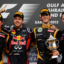 Vettel alongside Raikkonen, Grosjean and Christian Horner