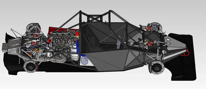 Instead of a monocoque, it uses a tubular spaceframe