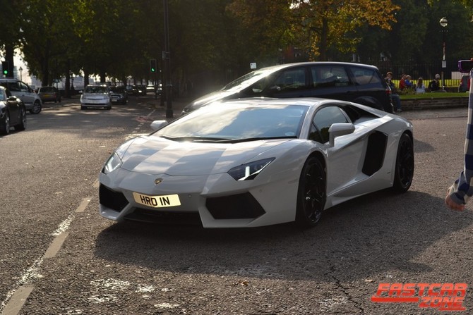 Lamborghini Aventador on the road