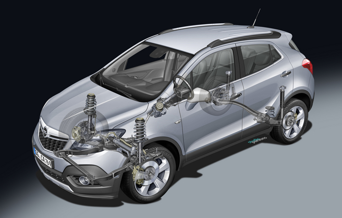 The Mokka has different rear suspensions depending on if it is front- or all-wheel drive